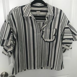 Blue and white blouse